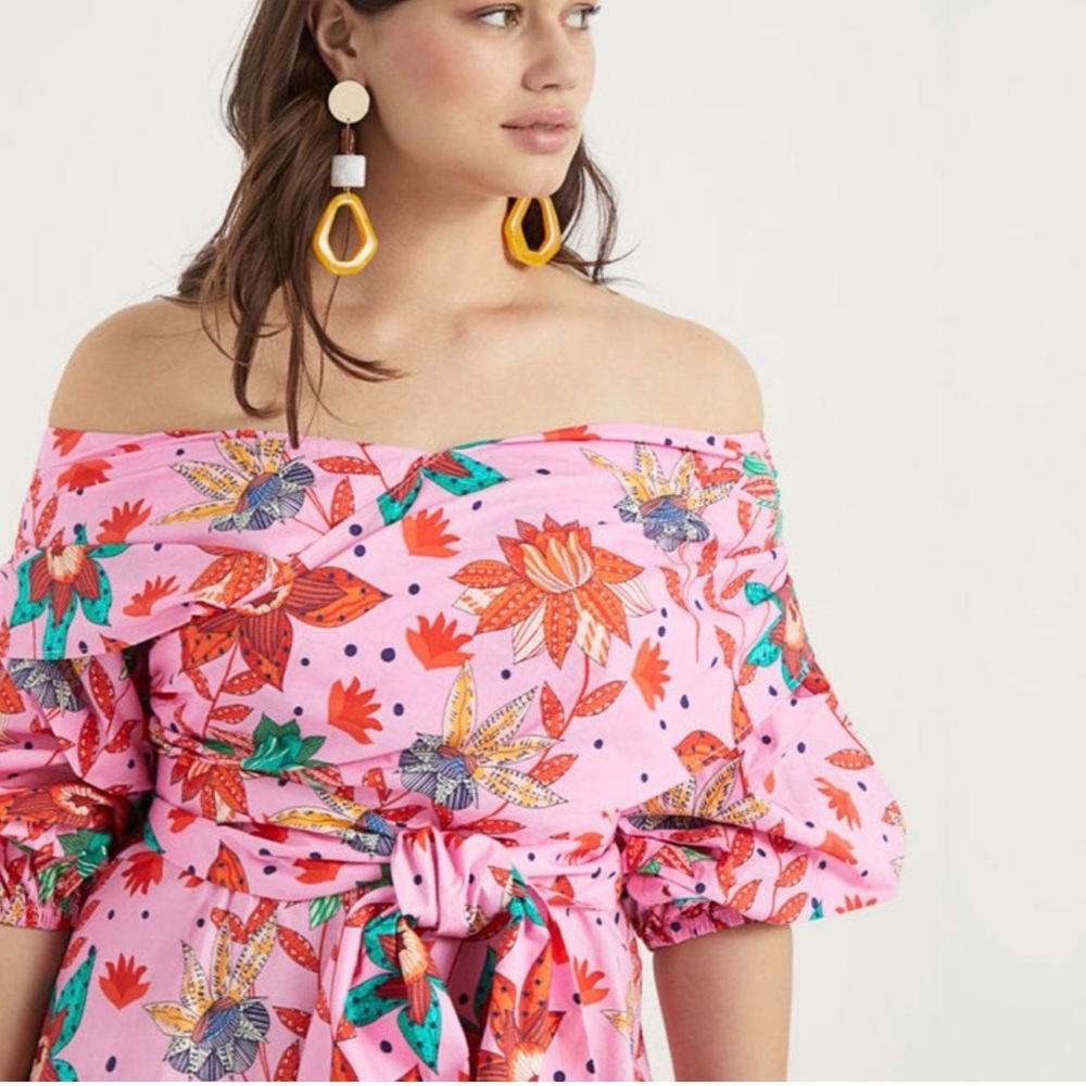 Eloquii Pink Floral Off-Shoulder Dress